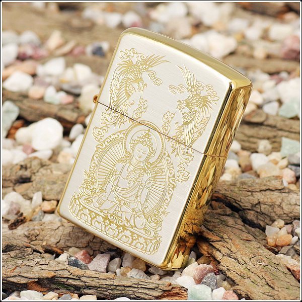 ZIPPO PHẬT BÀ BẠC KHỐI MẠ VÀNG