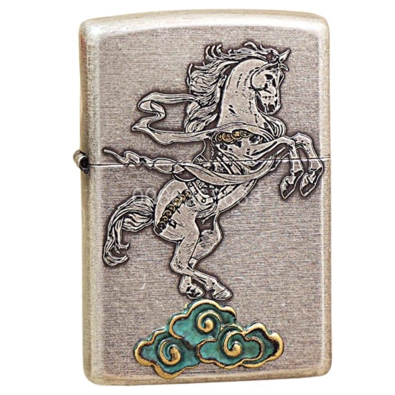 zippo-antique-silver-plate-zodiac-horse-od19 zippo-antique-silver-plate-zodiac-horse-od19