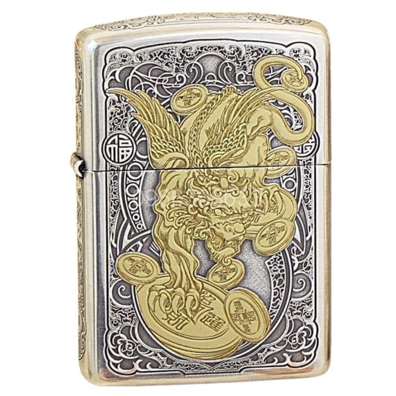zippo-silver-plated-two-tone-lucky-pixiu-od20 zippo-silver-plated-two-tone-lucky-pixiu-od20