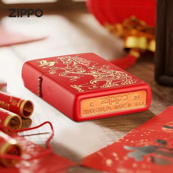 Zippo Deep Carved Auspicious Horse Red matte - 233HORSE 2