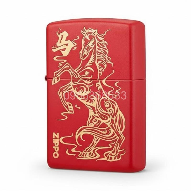 Zippo Deep Carved Auspicious Horse Red matte - 233HORSE 3 Zippo Deep Carved Auspicious Horse Red matte - 233HORSE 3