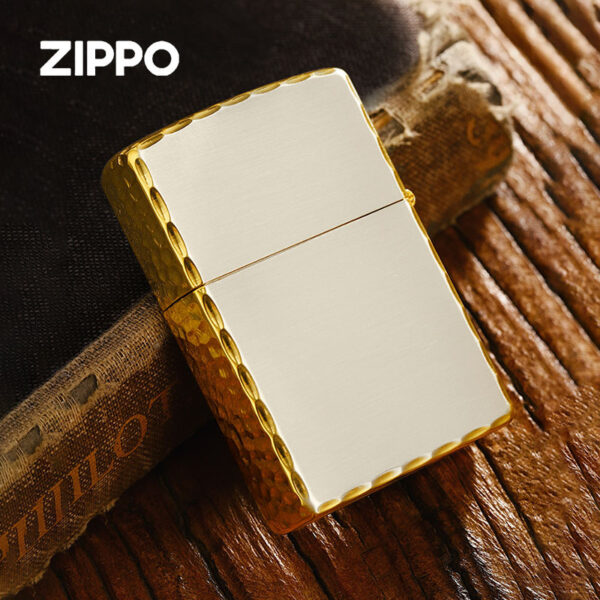 Zippo Gold-plated Hammer Edge with Logo Zippo - OD52 2 Zippo Gold-plated Hammer Edge with Logo Zippo - OD52 2
