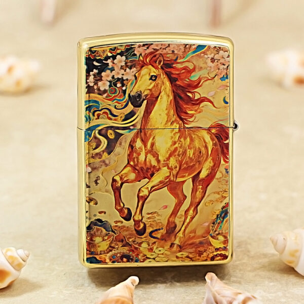 Zippo Gold-plated Painted Horse Zodiac - 205G-GP-HOR 1