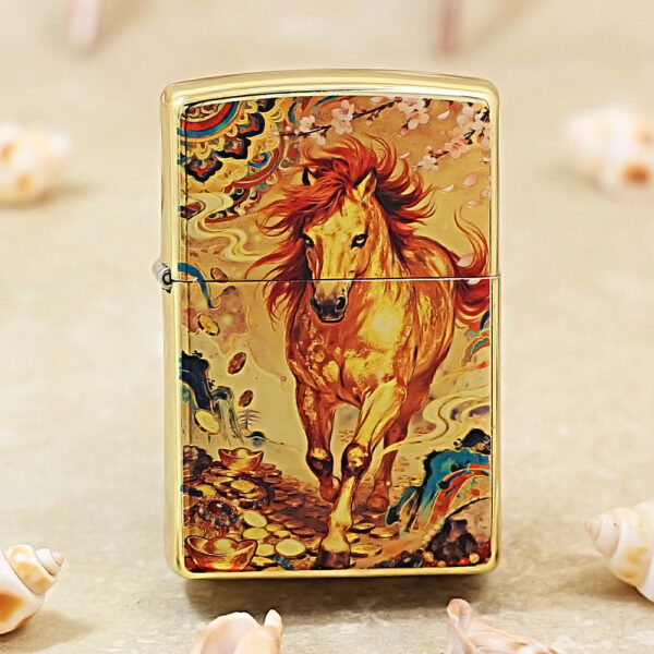 Zippo Gold-plated Painted Horse Zodiac - 205G-GP-HOR
