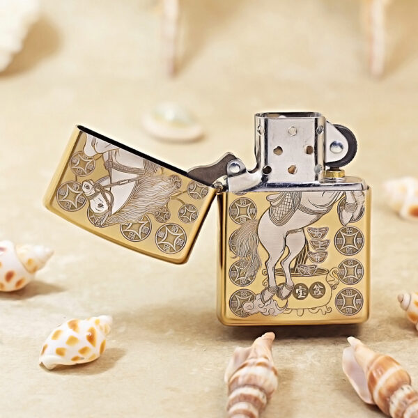 Zippo Two-Tone Horse Zodiac with Wealth - 205G-TT-HOR 2