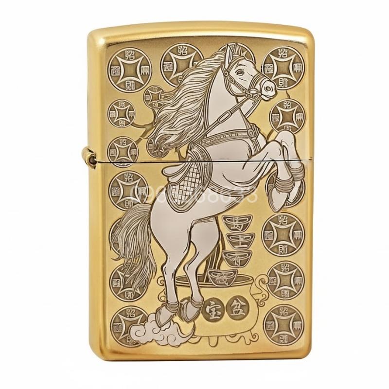 Zippo Two-Tone Horse Zodiac with Wealth - 205G-TT-HOR 5 Zippo Two-Tone Horse Zodiac with Wealth - 205G-TT-HOR 5