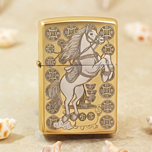 Zippo Two-Tone Horse Zodiac with Wealth - 205G-TT-HOR