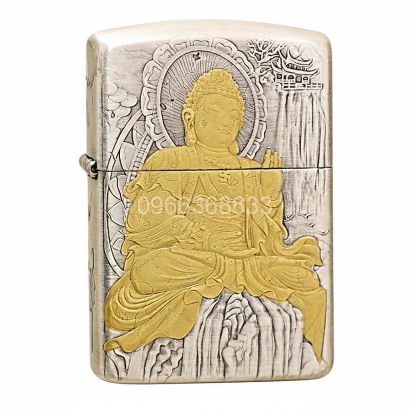 Zippo Two-Tone Silver Plated Buddha - OD14 5 Zippo Two-Tone Silver Plated Buddha - OD14 5