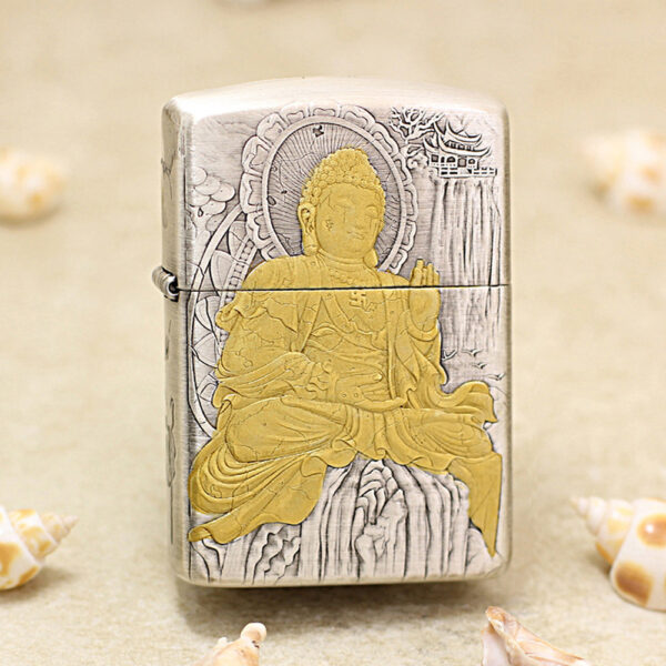 Zippo Two-Tone Silver Plated Buddha - OD14 Zippo Two-Tone Silver Plated Buddha - OD14