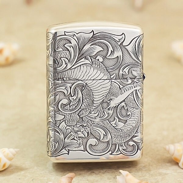 Zippo Armor Sterling Silver Dragon Pattern - STCR06 4 Zippo Armor Sterling Silver Dragon Pattern - STCR06 4