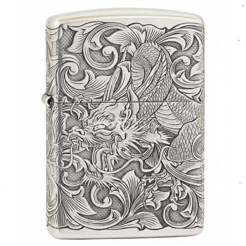 Zippo Armor Sterling Silver Dragon Pattern - STCR06 6 Zippo Armor Sterling Silver Dragon Pattern - STCR06 6