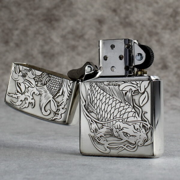 Zippo Armor Sterling Silver Koi Fish - STCR09 5 Zippo Armor Sterling Silver Koi Fish - STCR09 5
