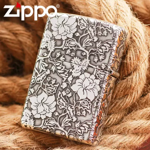 Zippo Armor Sterling Silver Peony Patterns - STCR13 1 Zippo Armor Sterling Silver Peony Patterns - STCR13 1