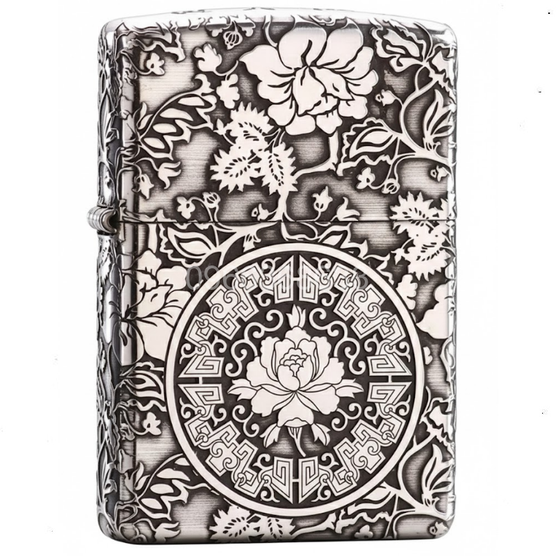 Zippo Armor Sterling Silver Peony Patterns - STCR13 6 Zippo Armor Sterling Silver Peony Patterns - STCR13 6