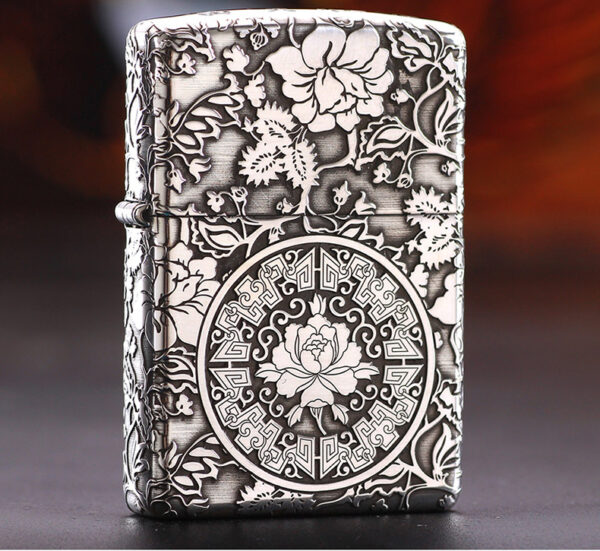 Zippo Armor Sterling Silver Peony Patterns - STCR13