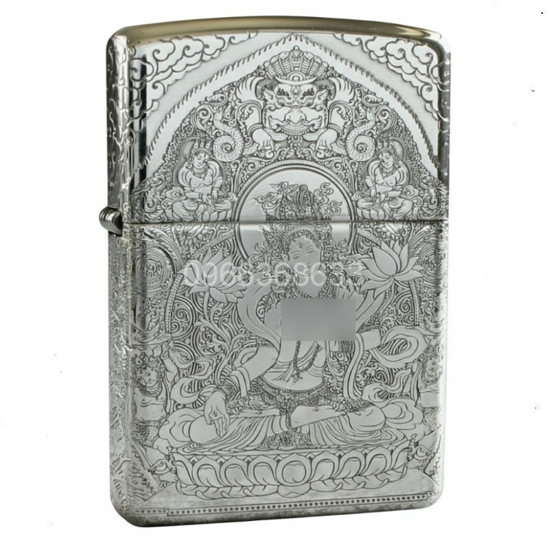 Zippo Armor Sterling Silver White Tara Bodhisattva on Lotus - STCR15 8 Zippo Armor Sterling Silver White Tara Bodhisattva on Lotus - STCR15 8